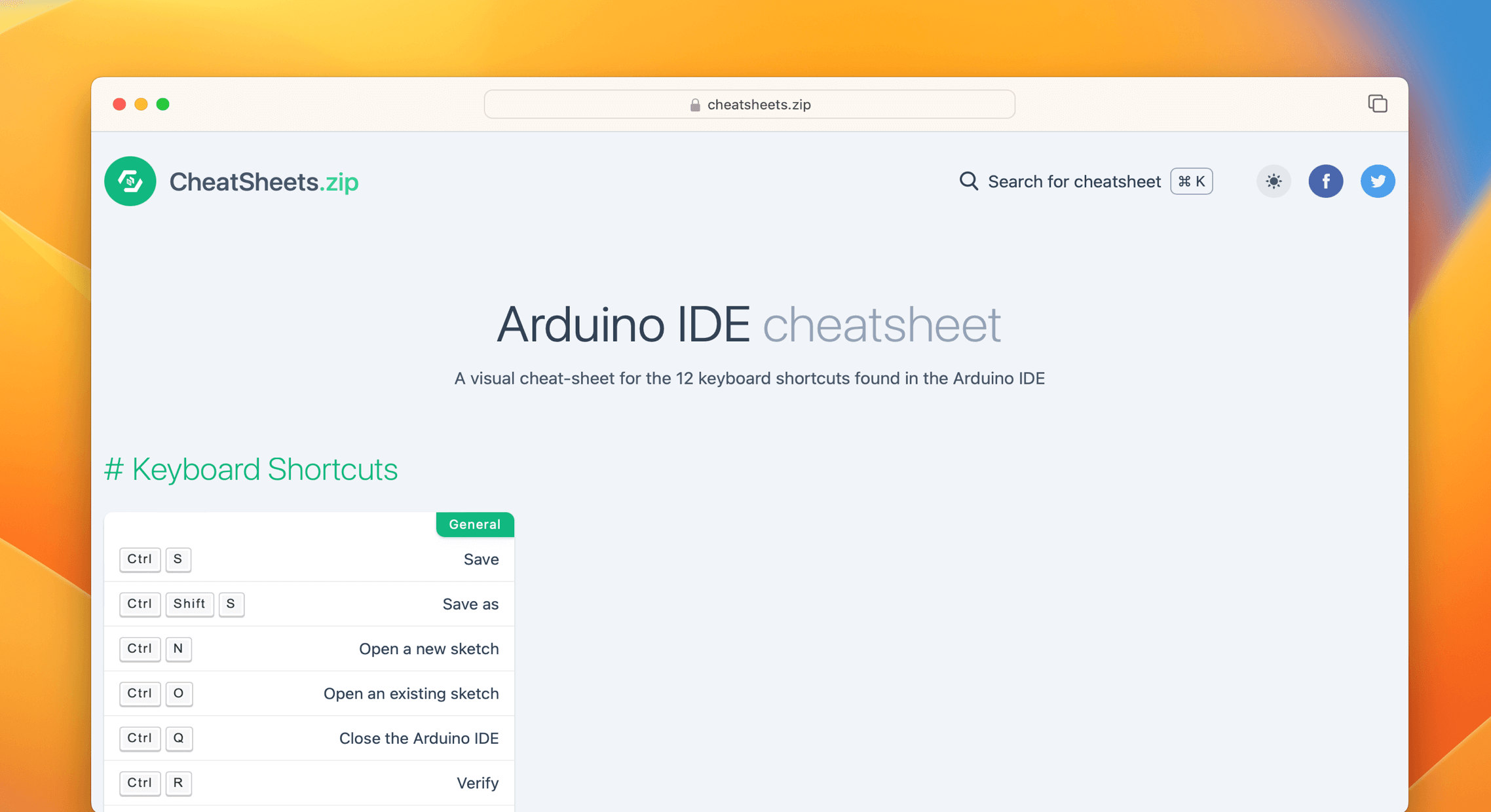 Arduino IDE Cheat Sheet & Quick Reference