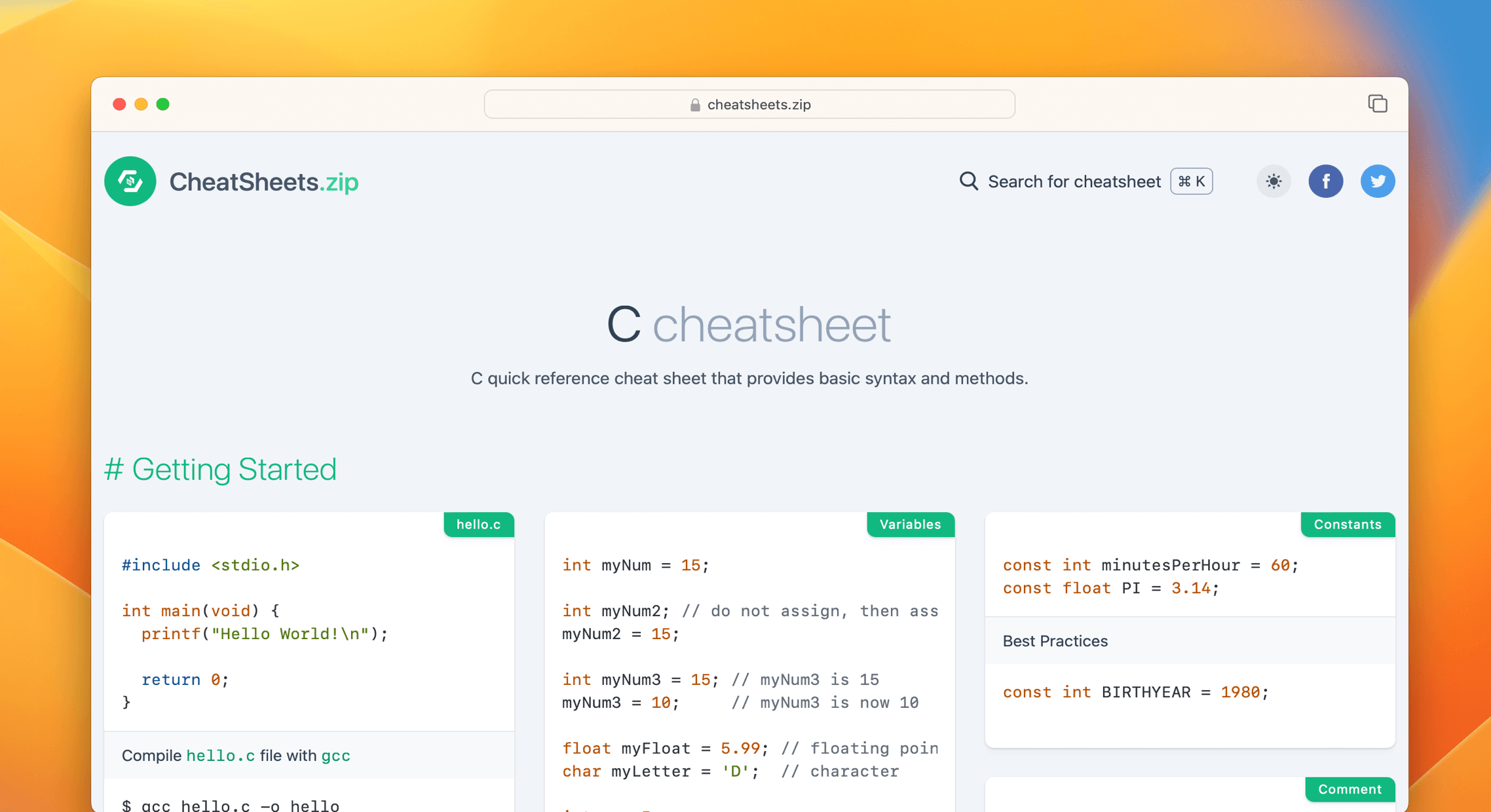 C Cheat Sheet & Quick Reference