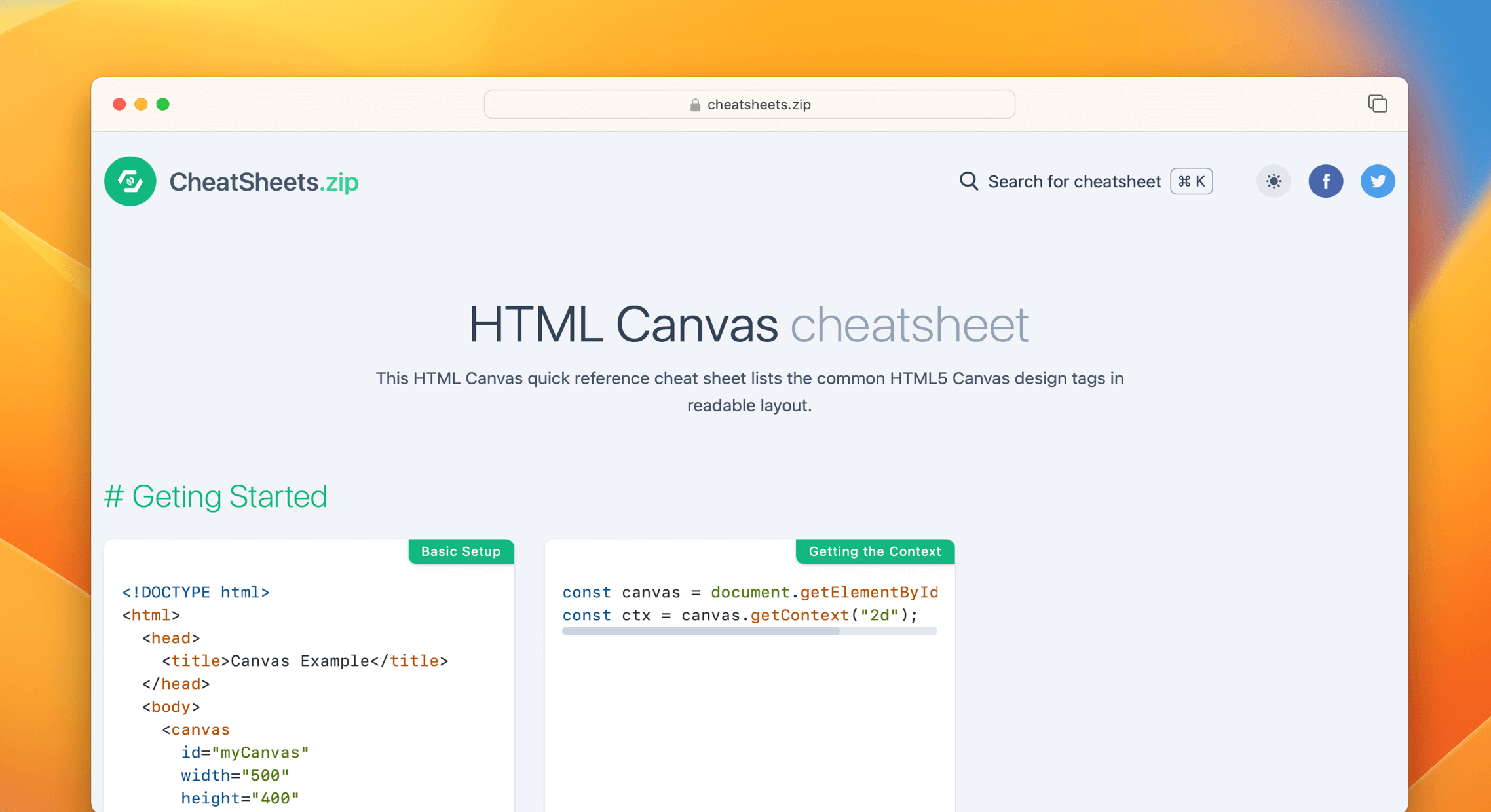 HTML Canvas Cheat Sheet & Quick Reference