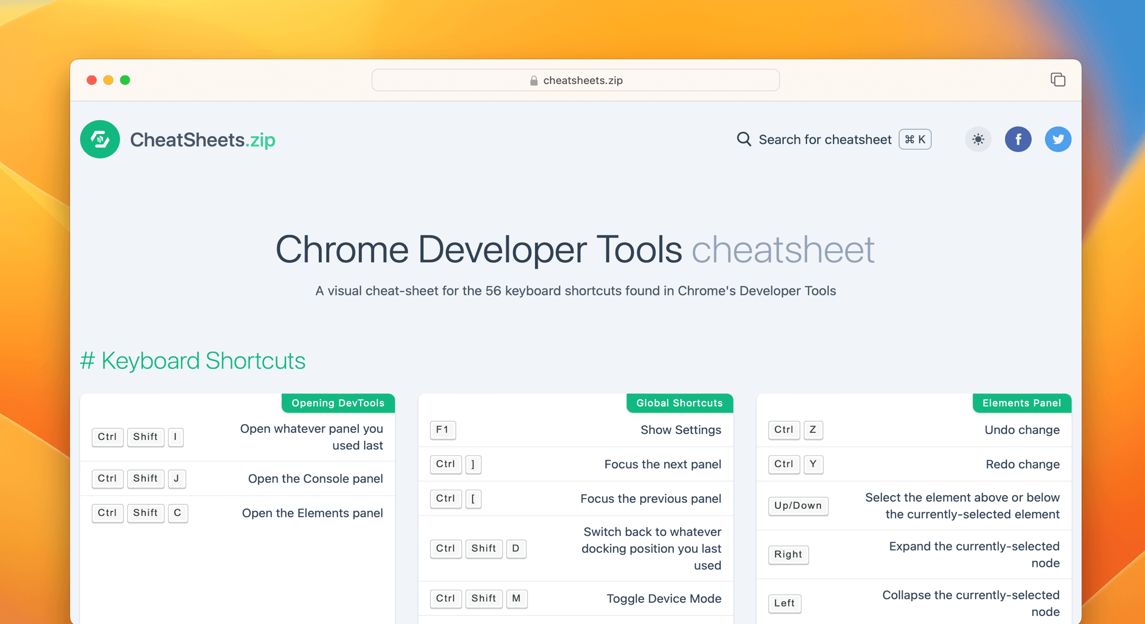 Chrome Developer Tools Cheat Sheet & Quick Reference