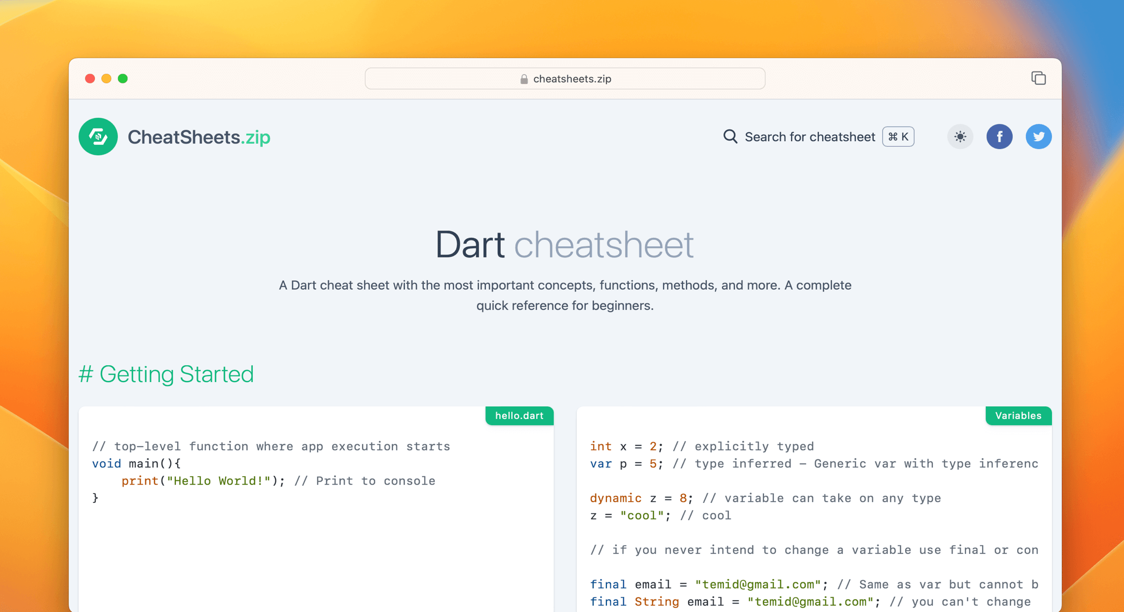 Dart Cheat Sheet & Quick Reference