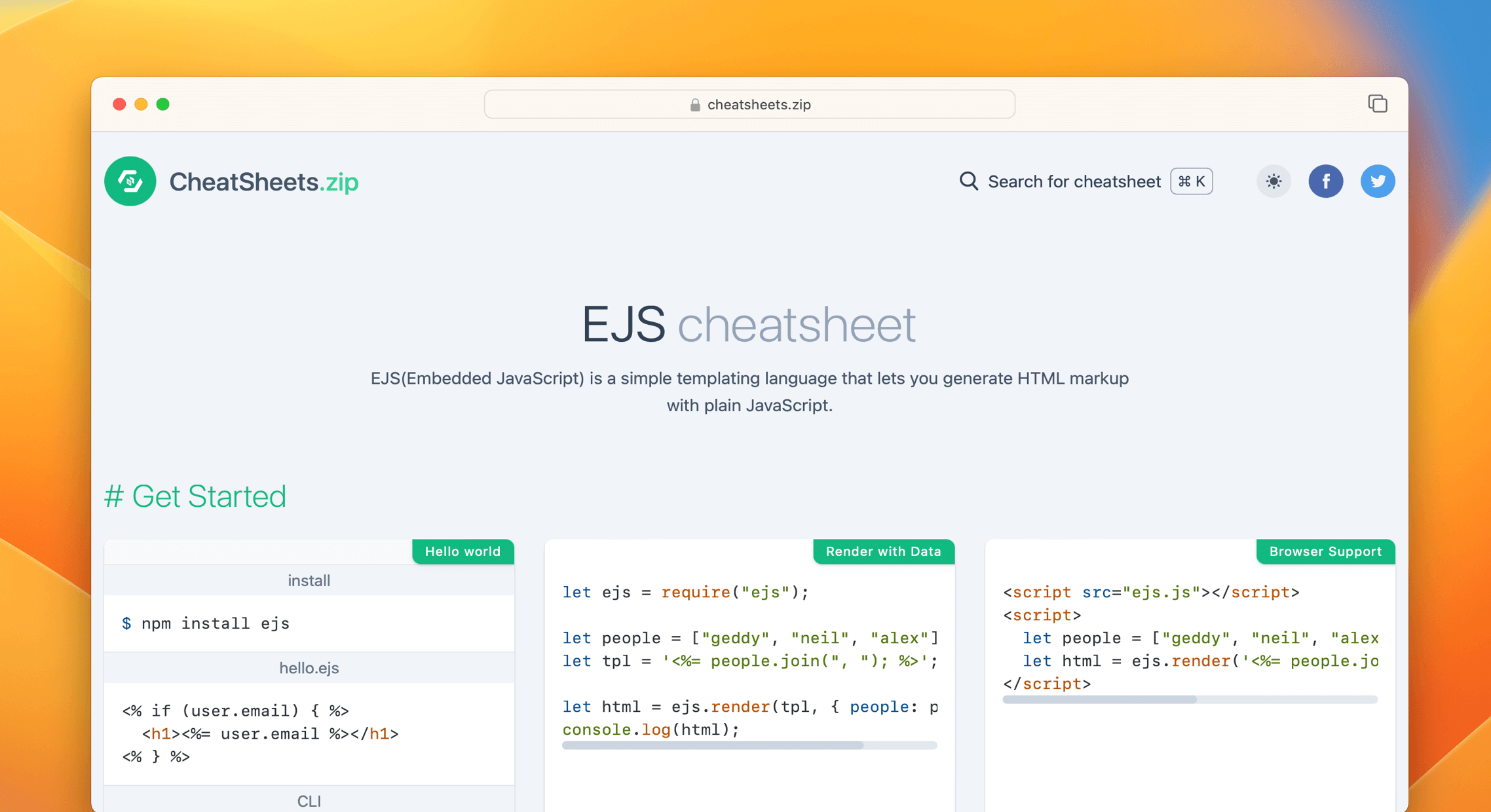 Ej's Script EJS Cheat Sheet & Quick Reference