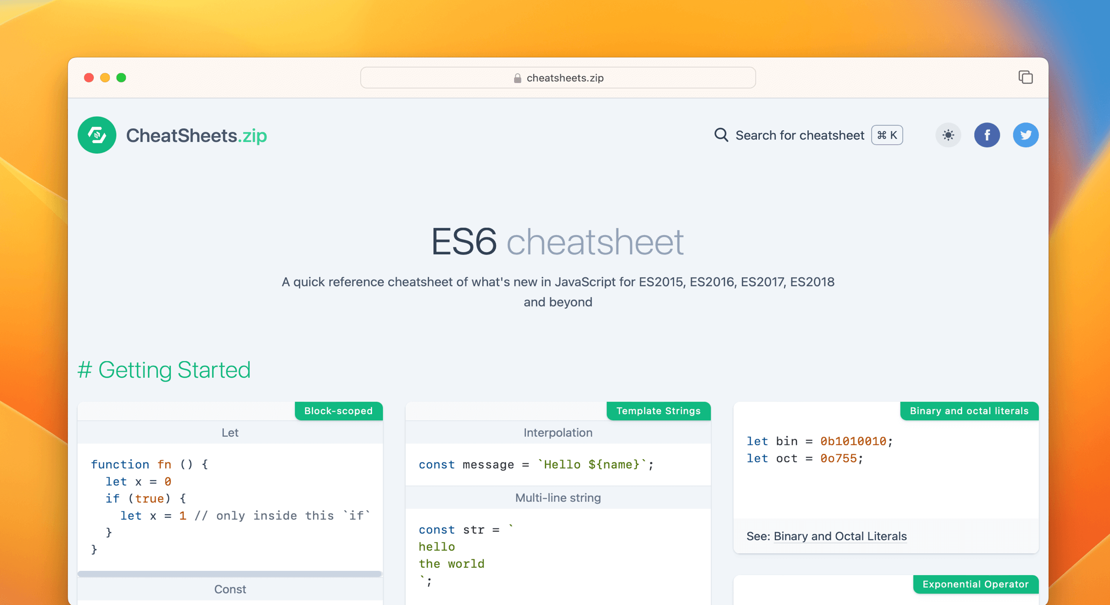 ES6 Cheat Sheet & Quick Reference
