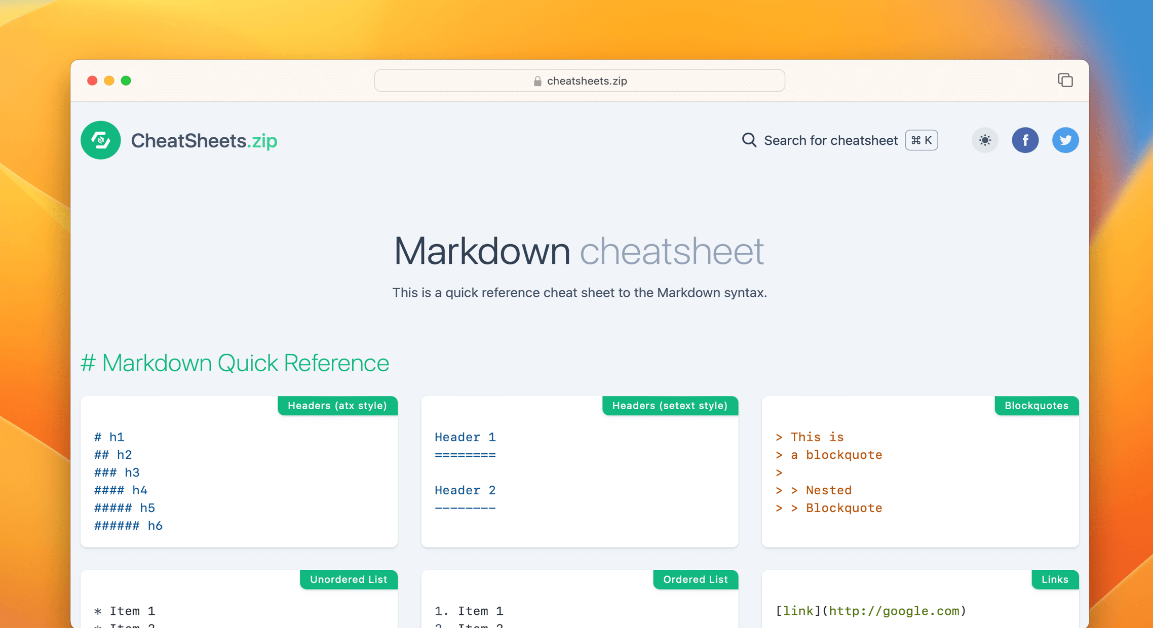 Markdown Cheat Sheet & Quick Reference