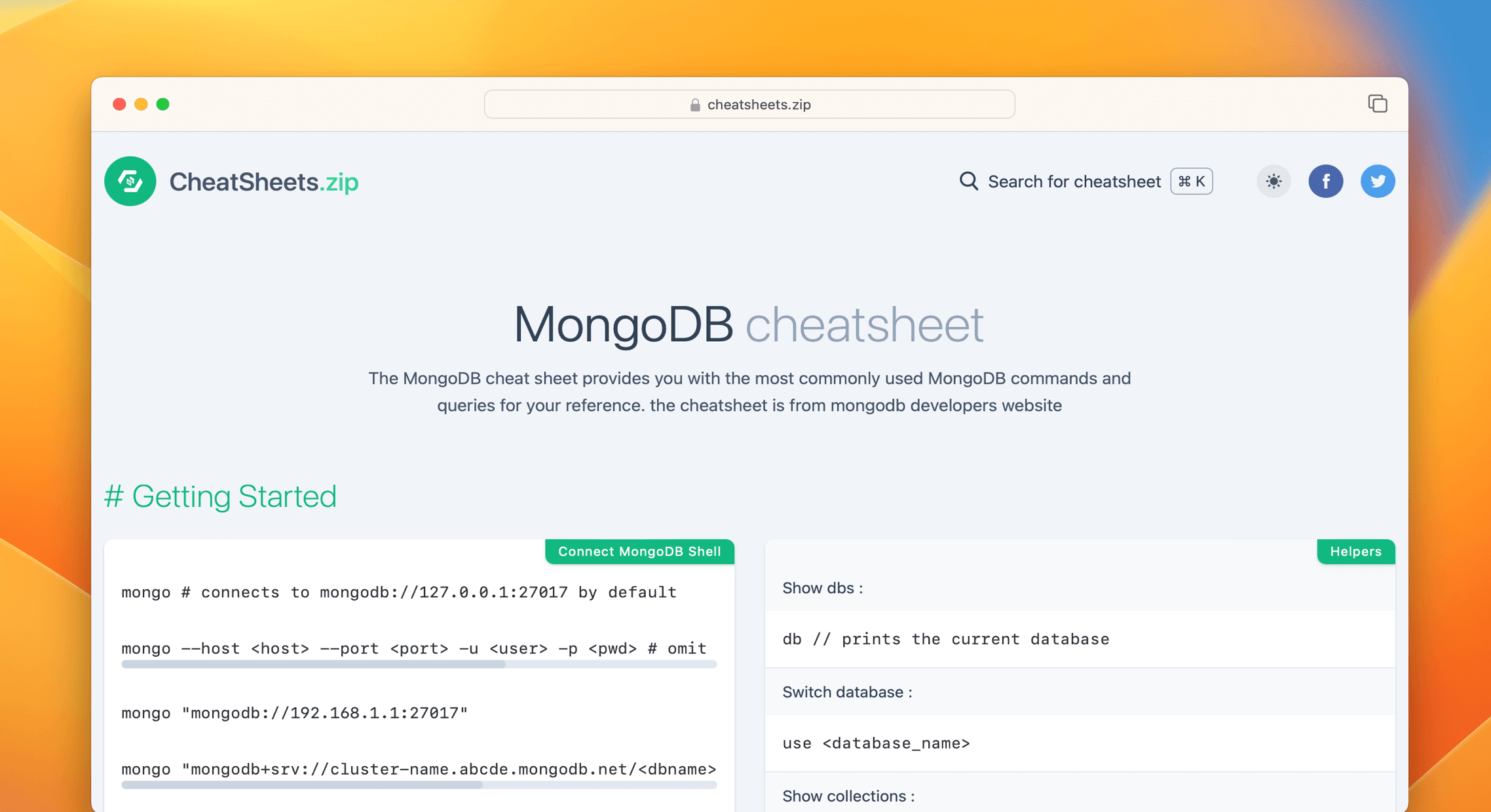 MongoDB Cheat Sheet & Quick Reference