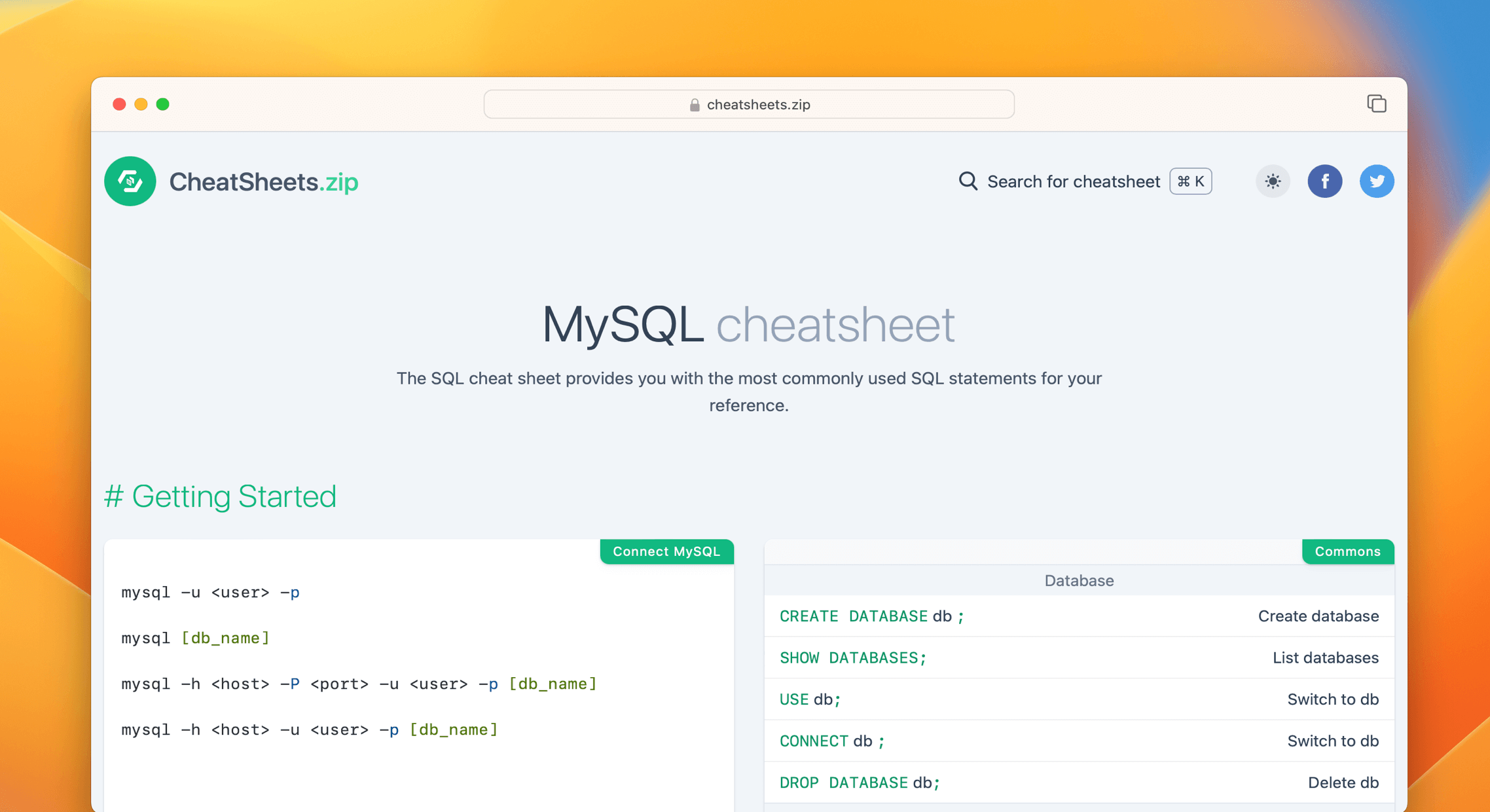 MySQL Cheat Sheet & Quick Reference