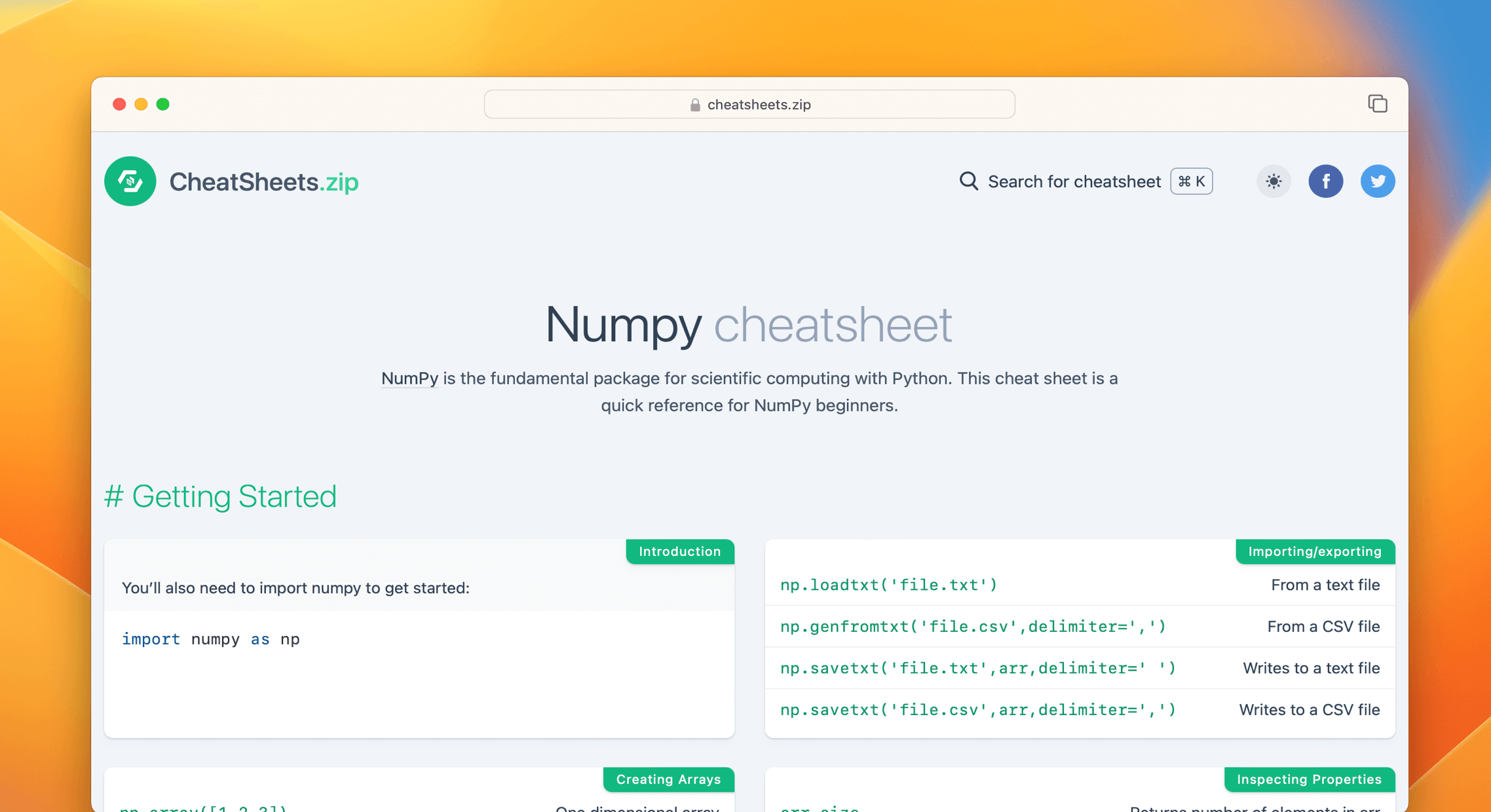 Numpy Cheat Sheet & Quick Reference
