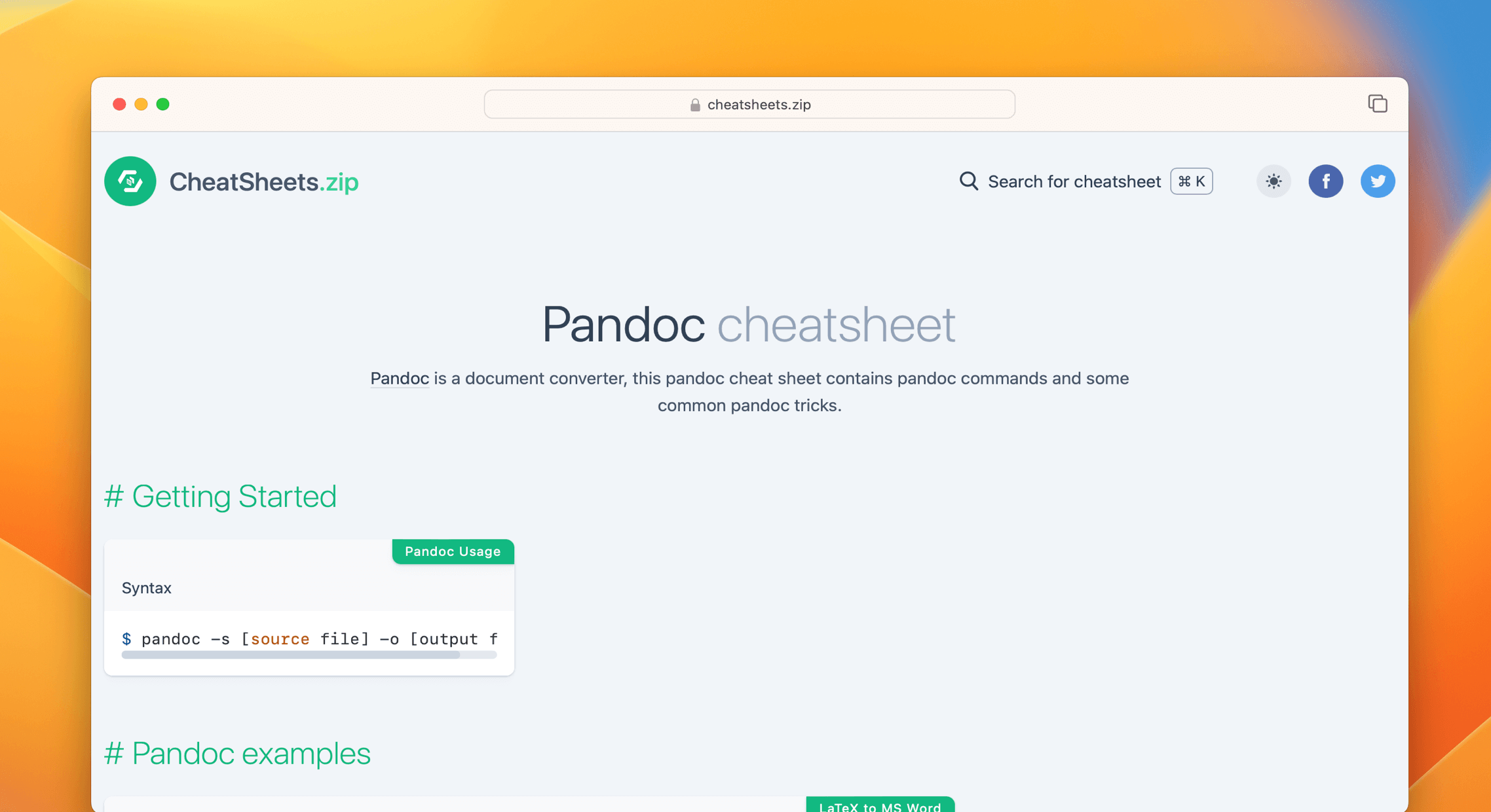 Pandoc Command Cheat Sheet & Quick Reference