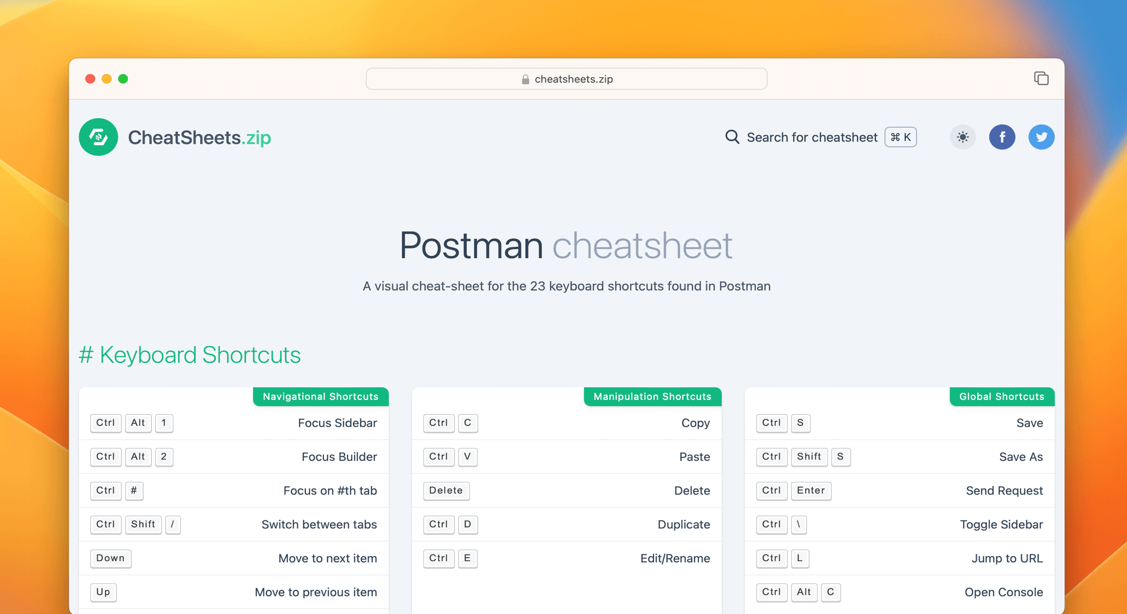 Postman Cheat Sheet & Quick Reference