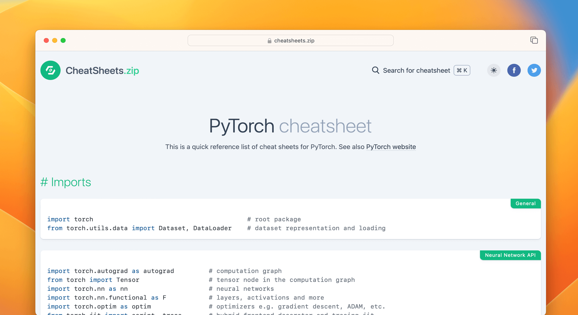 PyTorch Cheat Sheet & Quick Reference
