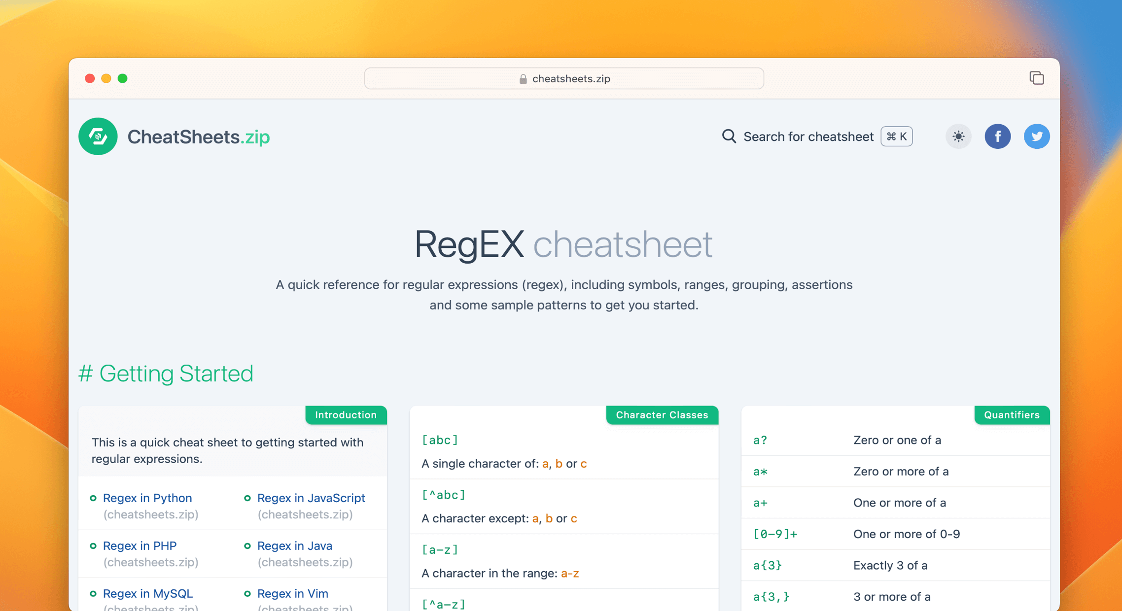 RegEX Cheat Sheet & Quick Reference
