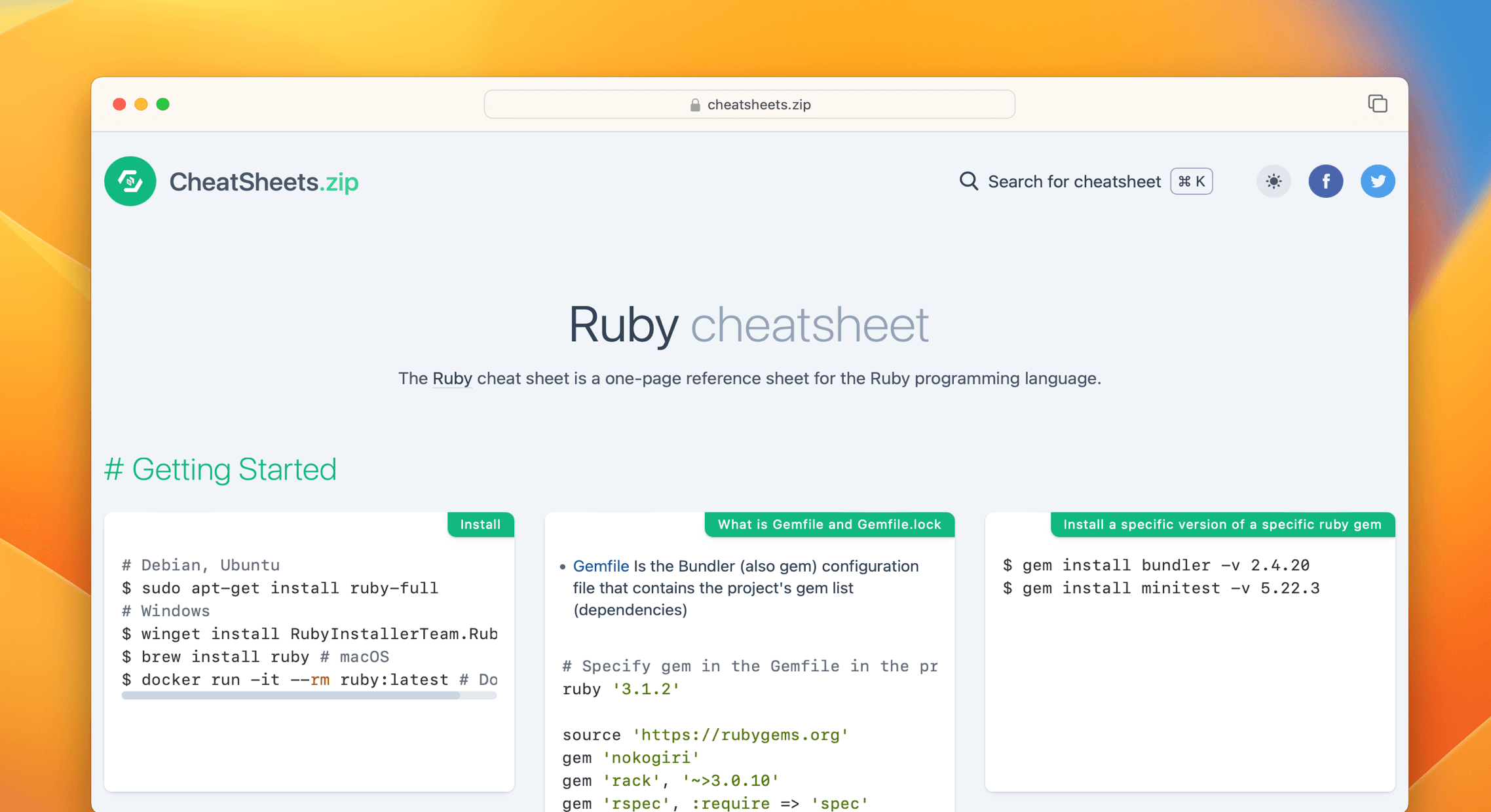 Ruby Cheat Sheet & Quick Reference
