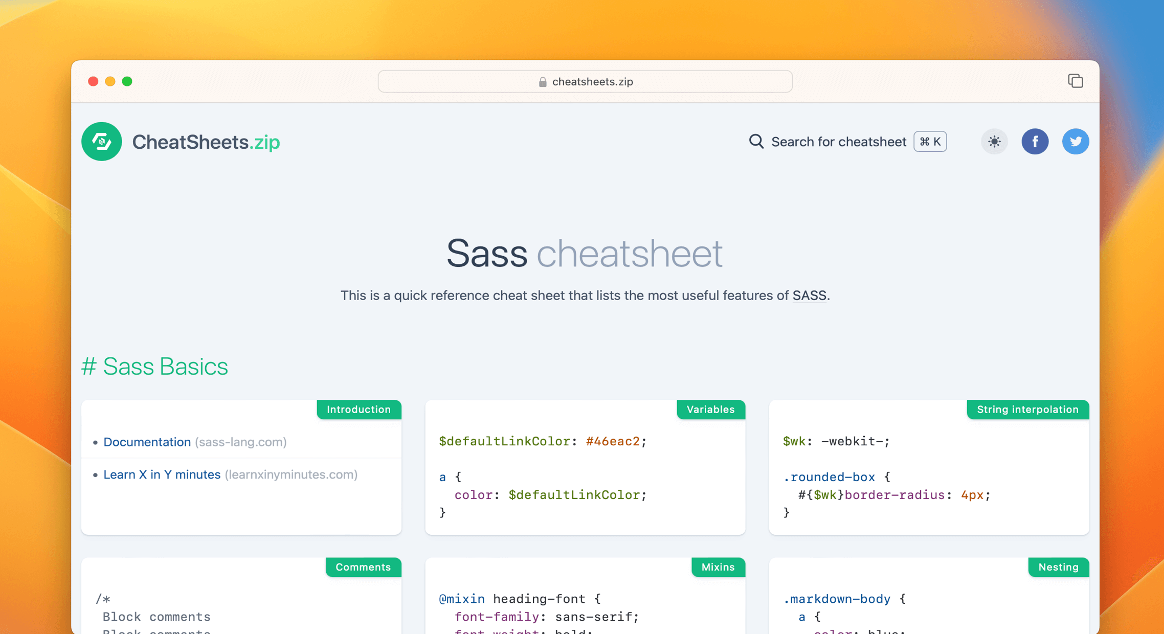 Sass Cheat Sheet & Quick Reference