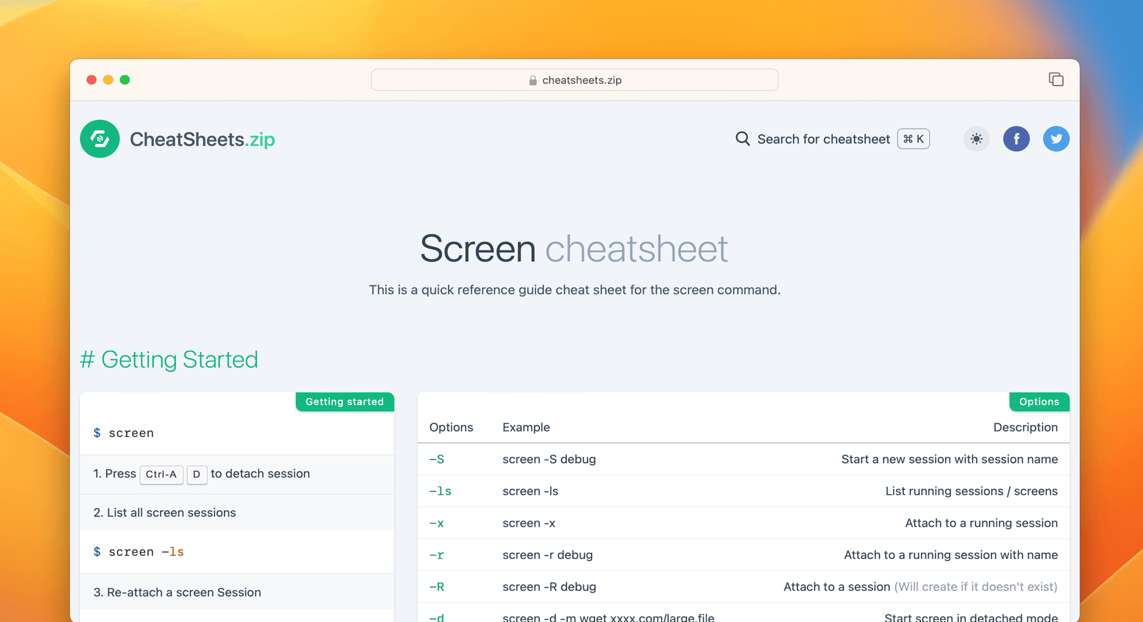 Screen Command Cheat Sheet & Quick Reference