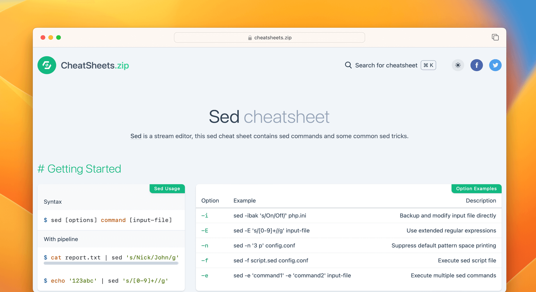Sed Command Cheat Sheet & Quick Reference