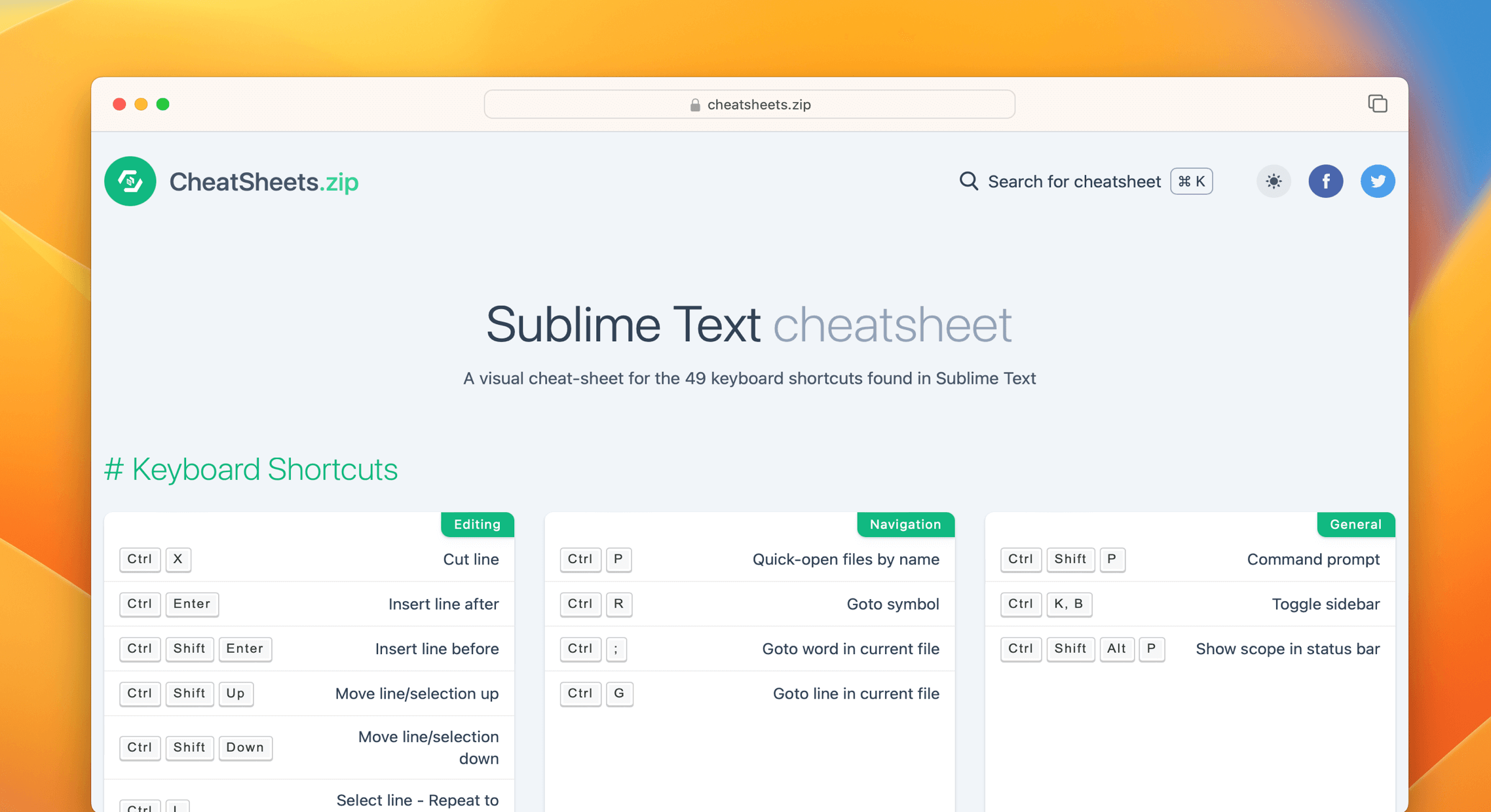 Sublime Text Cheat Sheet & Quick Reference