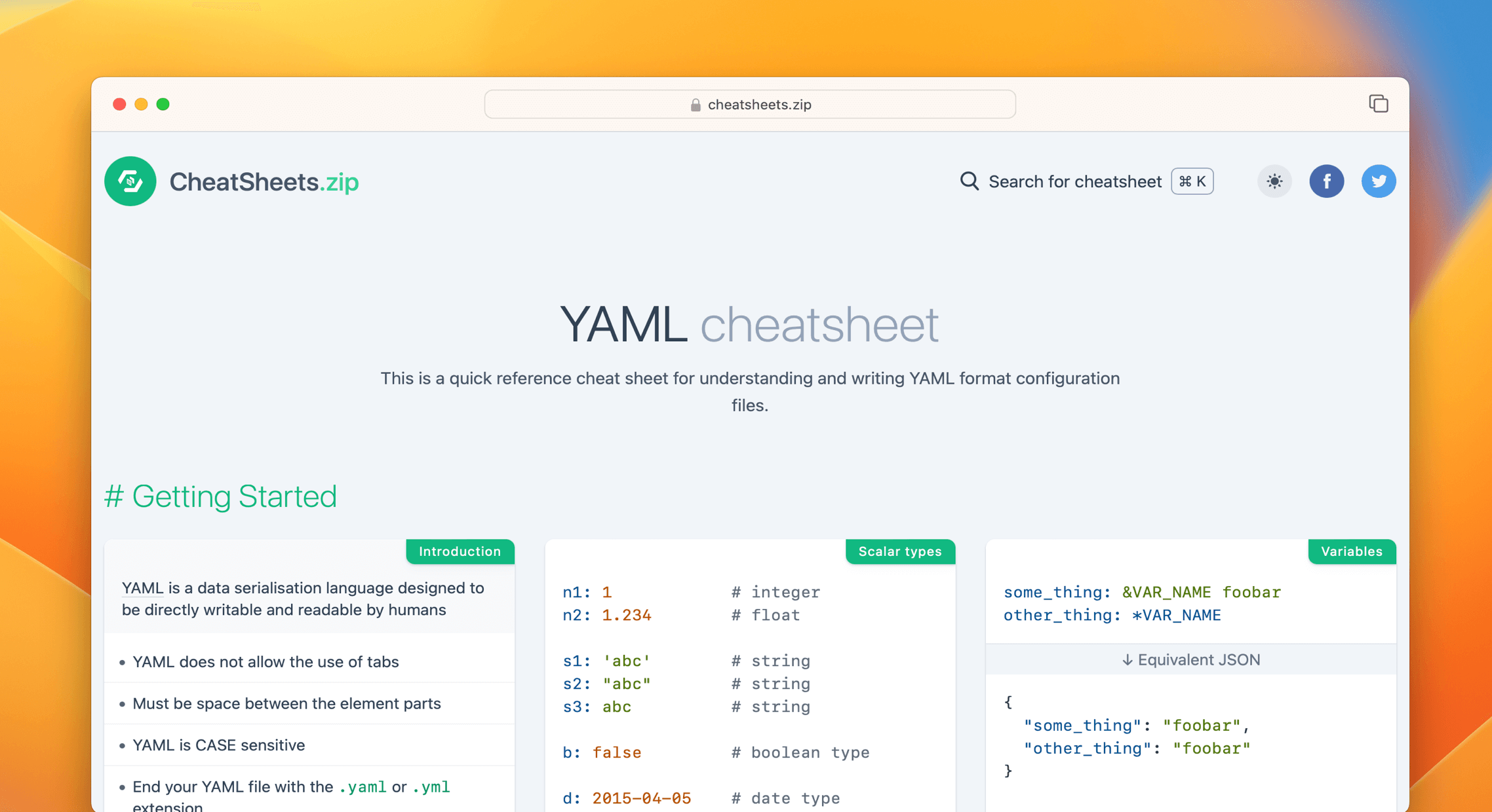 YAML Cheat Sheet & Quick Reference